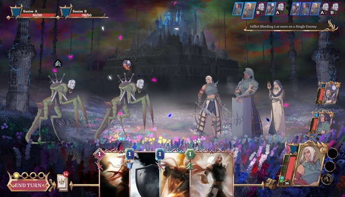 Shattered Heaven combate turnos cartas