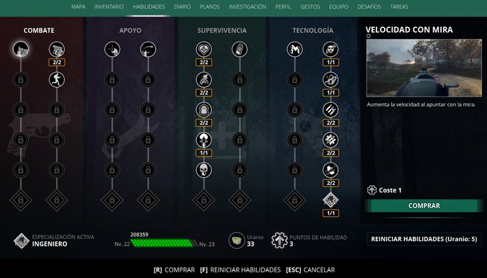 Generation Zero habilidades progresión