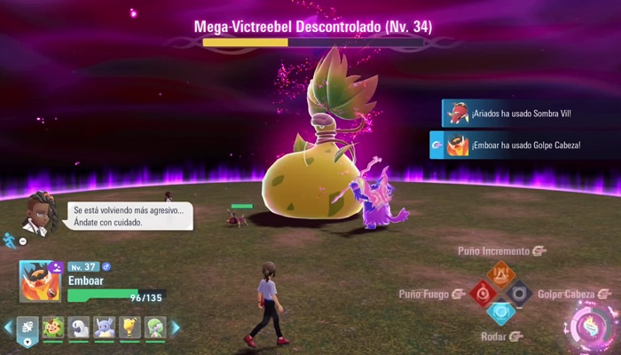 Leyendas Pokémon: Z-A combate mega-Victreebel evolución