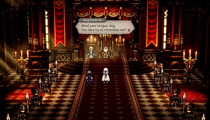 Octopath Traveler 0 rey Pardis III Elrica Sazantos