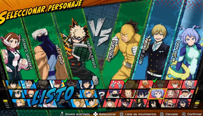 My Hero Academia: All's Justice selección de personajes