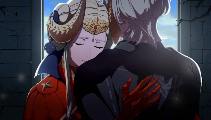 Edelgard o Rhea Fire Emblem: Three Houses abrazo CG